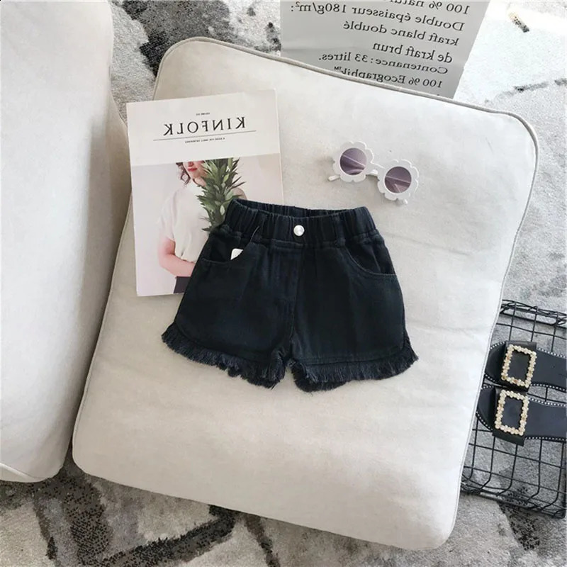 ChildrenS Clothing Summer Solid Color Korean Pants Girls Casual White Jeans Toddler Kids Solid Color Shorts Baby Pants 250319