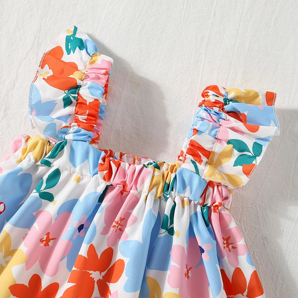 2 Pieces Set Summer Baby Girl Clothes Colorful Flower Printed Top with Shorts Korean Outfit 250319