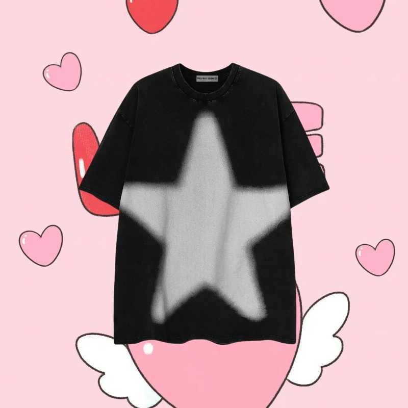 Color Clashing Embroidery Flame Short Sleeve Hipster Design Niche T-shirt Creative Abstract Casual(one size larger loose fit)T250318
