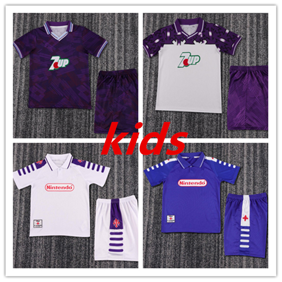 Kids kits Retro FIORENTINA soccer jersey BATISTUTA 1998 1999 RUI COSTA FLORENCE 92 93 football shirt camiseta