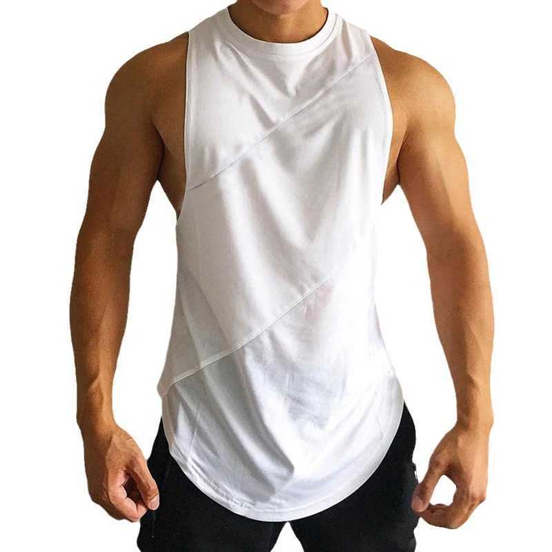 New Fitness Tank Top Mens Gym Fitness Sleeveless Mens Stringer Single Sleeve Summer Casual Loose UnderwearT250318