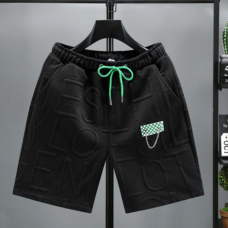 Letters Size 5XL 6XL 7XL Fashion knitted Shorts Men Comfortable Elastic Waist Clothing Male Breathable Short Trousers 250317