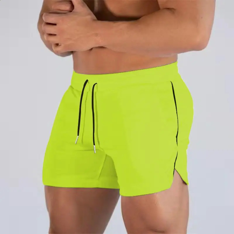 Muscle Big Size Solid Color Sports Shorts Mens Quick Dry Marathon Running Three Thirds Fitness Beach Pants Mesh 250312