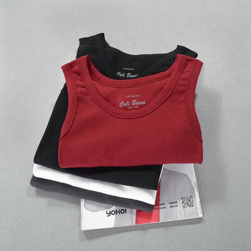 2023 Mens Summer Fashion Japan Style Cotton Solid Color Round Neck Sleeveless Sport Running Vest Male Casual Minimalism Tank TopsT250318