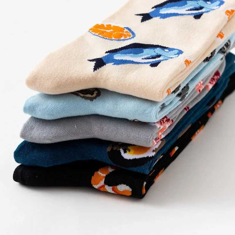 Creative Women Harajuku Seafood Socks Winter Cotton Skateboard Long Socks Oysters Mussels Octopus Arctic shrimp Cod Salmon socks X250319