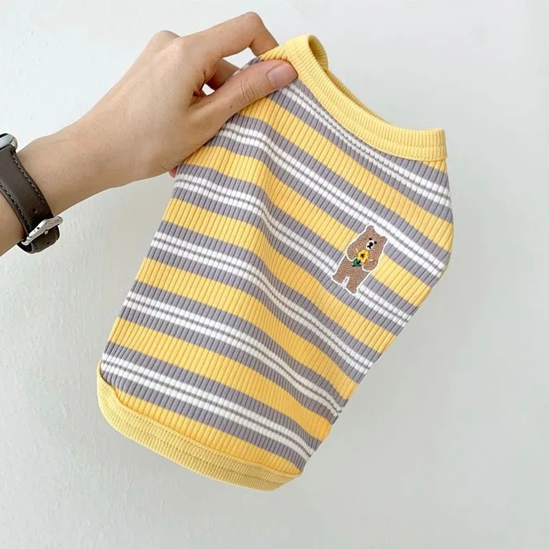 Dog Shirts Cotton Striped Puppy T-Shirts Spring Autumn Clothes for Small Dogs Soft Breathable Stretchable Doggy Tee Pet Apparel 250318