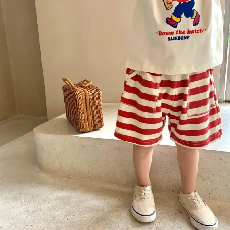 Childrens Summer Pants Loose Striped Pure Cotton Soft Breathable baby shorts for boys clothes 4yrs to 12yrs 250319
