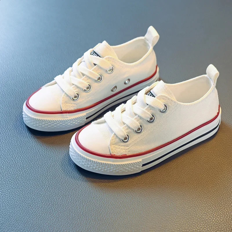 Children Canvas Shoes Toddler Kids Classic Lace Up Soft Bottom Non Slip Flat Board Shoes Lightweight Breathable Walking Shoes 250319
