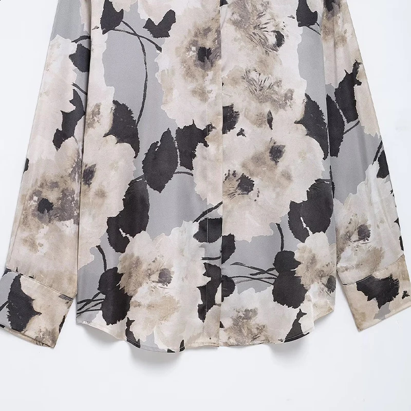 Willshela Women Fashion Silk Printed Single Breasted Blouse Vintage Lapel Neck Long Sleeves Female Chic Lady Shirts 250319