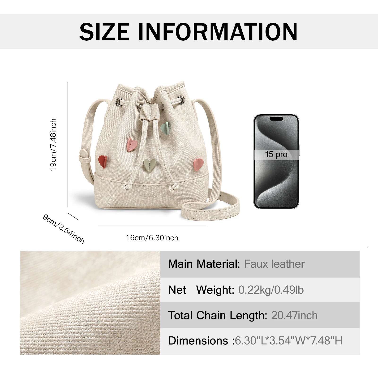 AII New Original Design Bucket Cute Heart Decoration Shoulder Bag, Holiday Gift Handbag