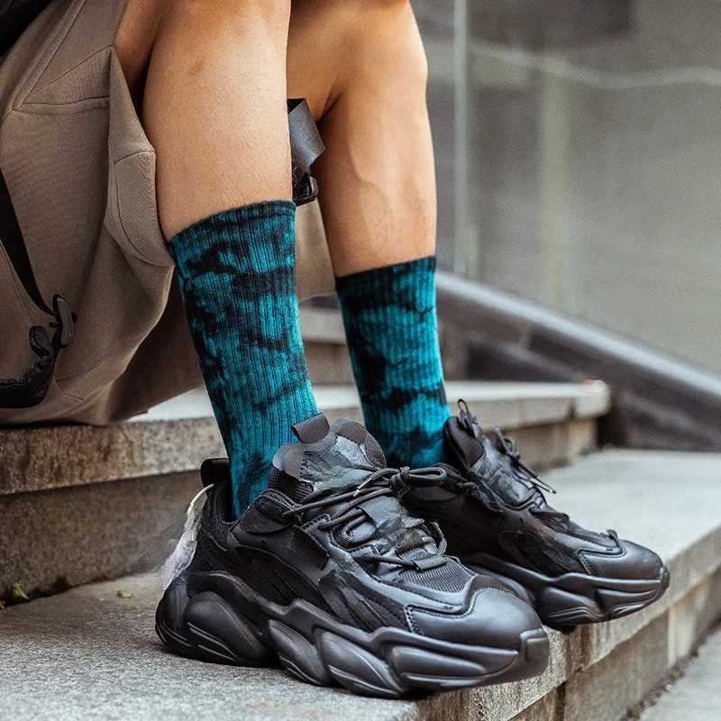 Tie-dye Socks Men and Women Cotton Socks High-cut Ins Street Tide Socks European and American Skateboard Long Tube Couple Socks X250319