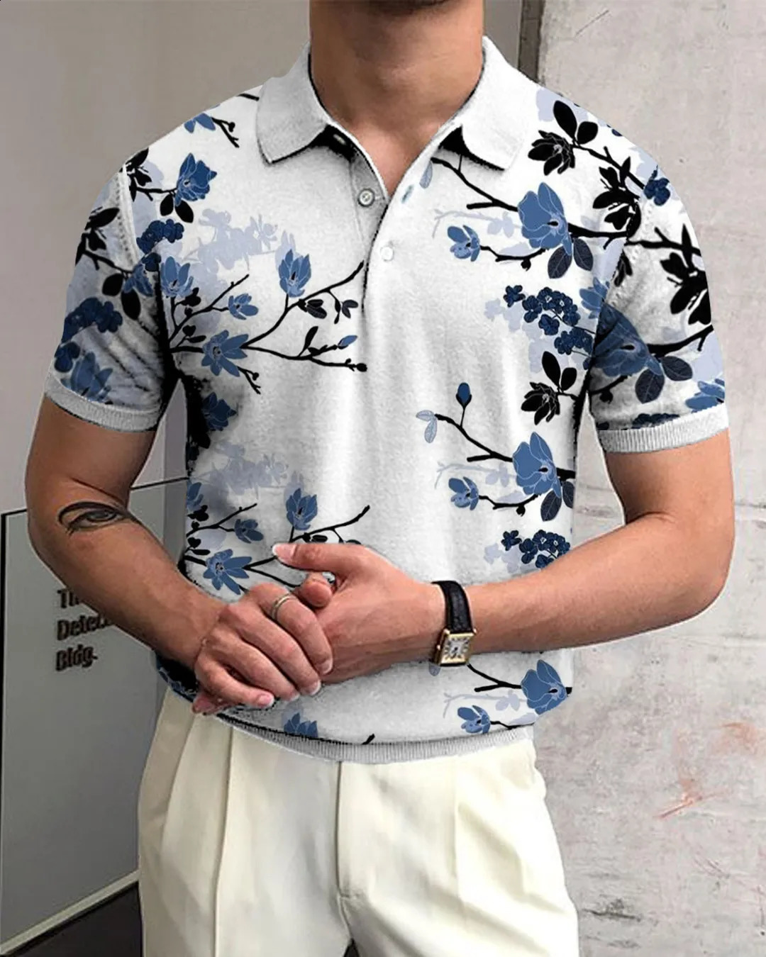 Beautiful Flowers 3D Printed Summer Mens Button Down Collar Polo Shirts Casual Tops Oversized Short Sleeve Trend Men Clothing 250319