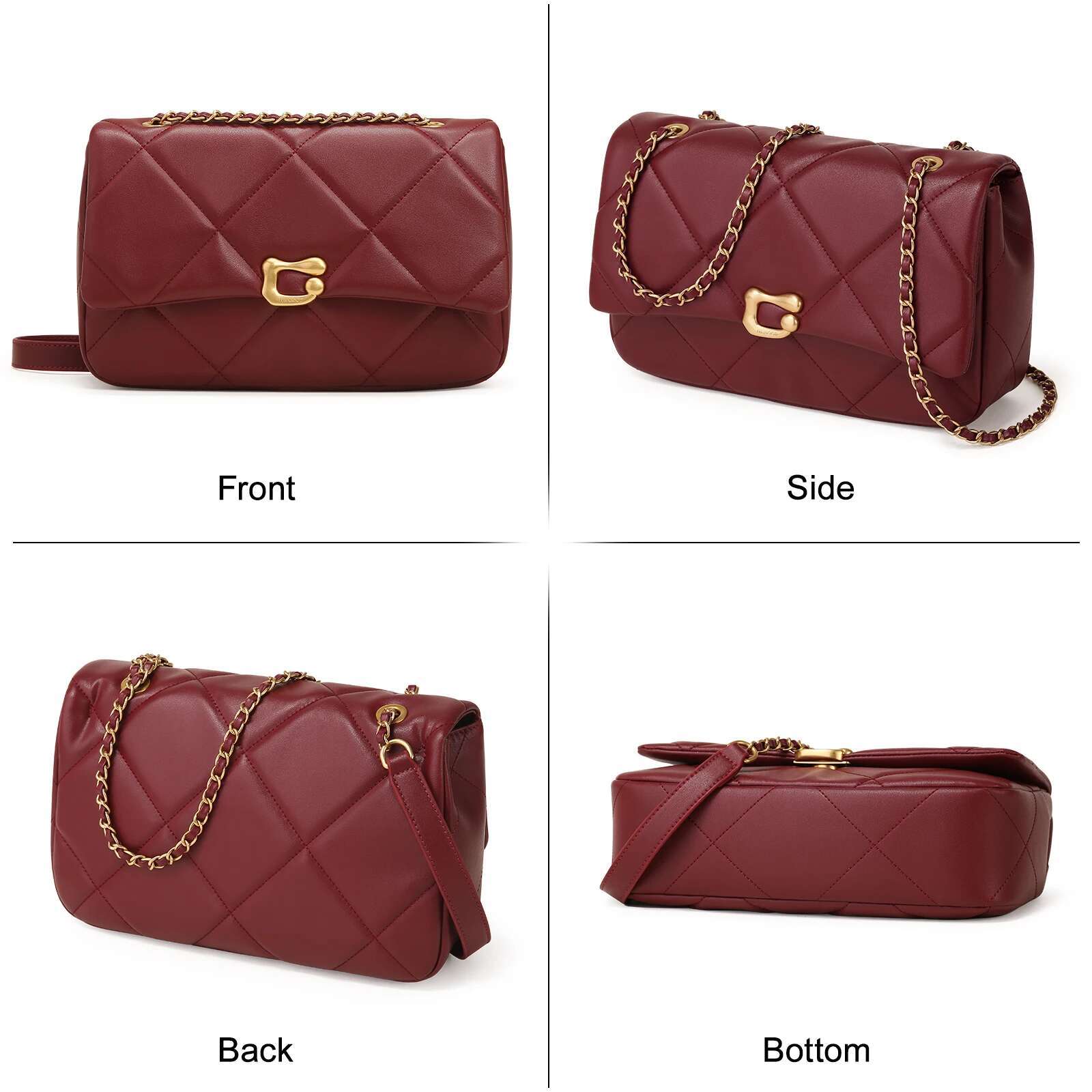 ITAMOOD Genuine Leather Urious Chain Small Square Quilted Original Design Women's Shoulder Bag Fashionable Handbag