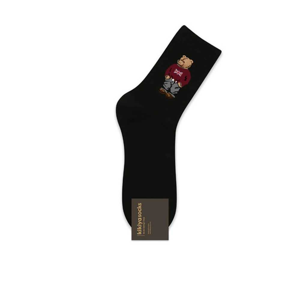 New Cartoon Gentleman Bear Mens Socks Cotton Harajuku Style Sport Boys Skateboard Novelty Breathable Christmas Gift X250319