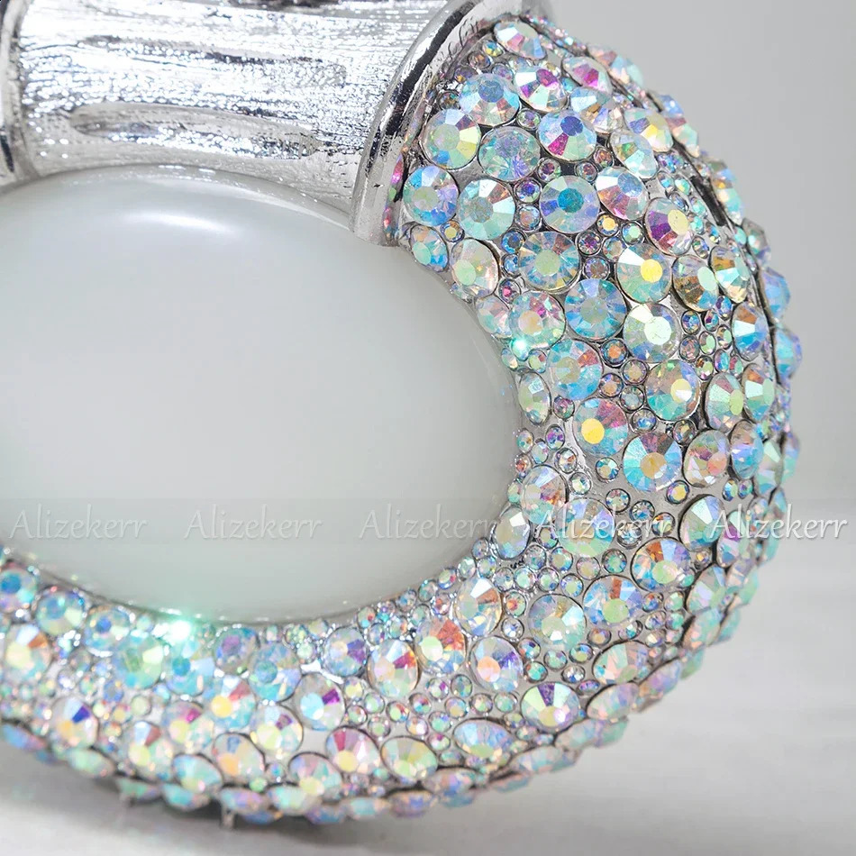 Alizekerr Oval Shaped Crystal Evening Bag Women Boutique Gorgeous Classy Diamond Clutch Purses And Handbags Bridal Wedding Party 250314