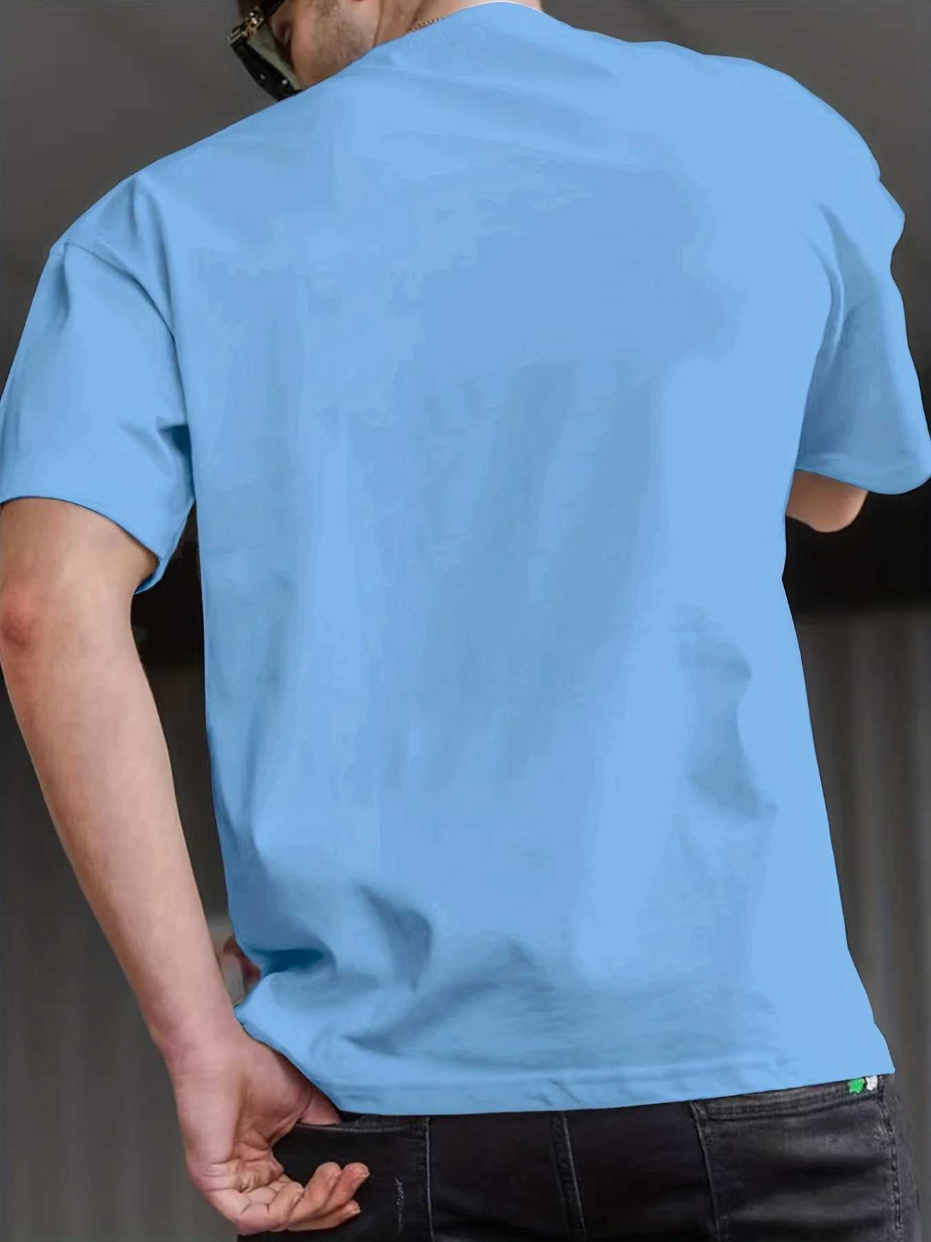 Mens Summer 100% Cotton Funny Pattern Printed Loose Large Casual Round Neck Short Sleeve T-shirtT250318