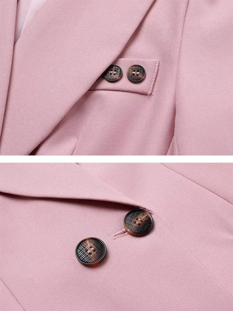 Womens formal jacket vest pants autumn winter navy blue pink almond office womens business professional workwear 3piece set 250319