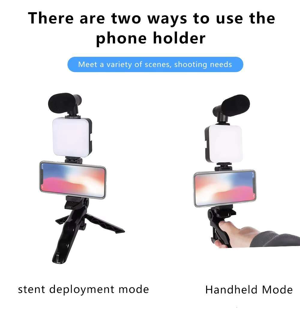 KALIOU AY-49 Sets Mini Flexible Professional Selfie Stick Mobile Phone Camera Stand Tripod with Microphone Led Light