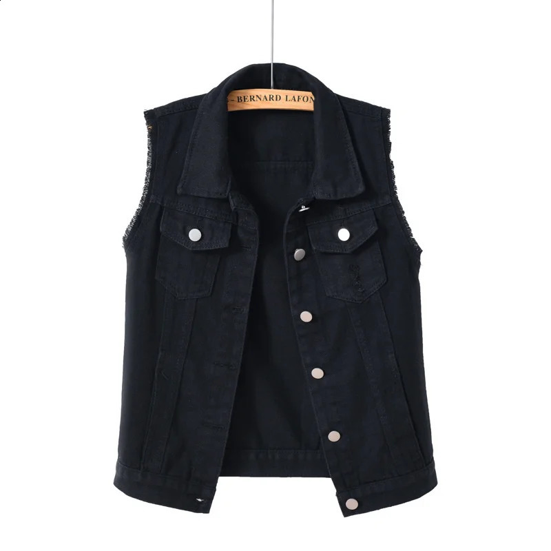 2025 SpringSummer Sleeveless Denim Jacket Tank Top for Womens Korean Fashion Single Chest Jeans Sweet Short Coat 250319