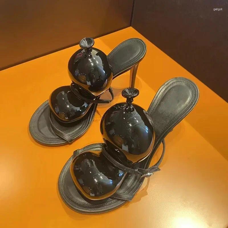 Slippers Balloon Embellished Slip On Summer For Woman 2025 Open Toe High Heel Sandals Fashion Sexy Shoes Women