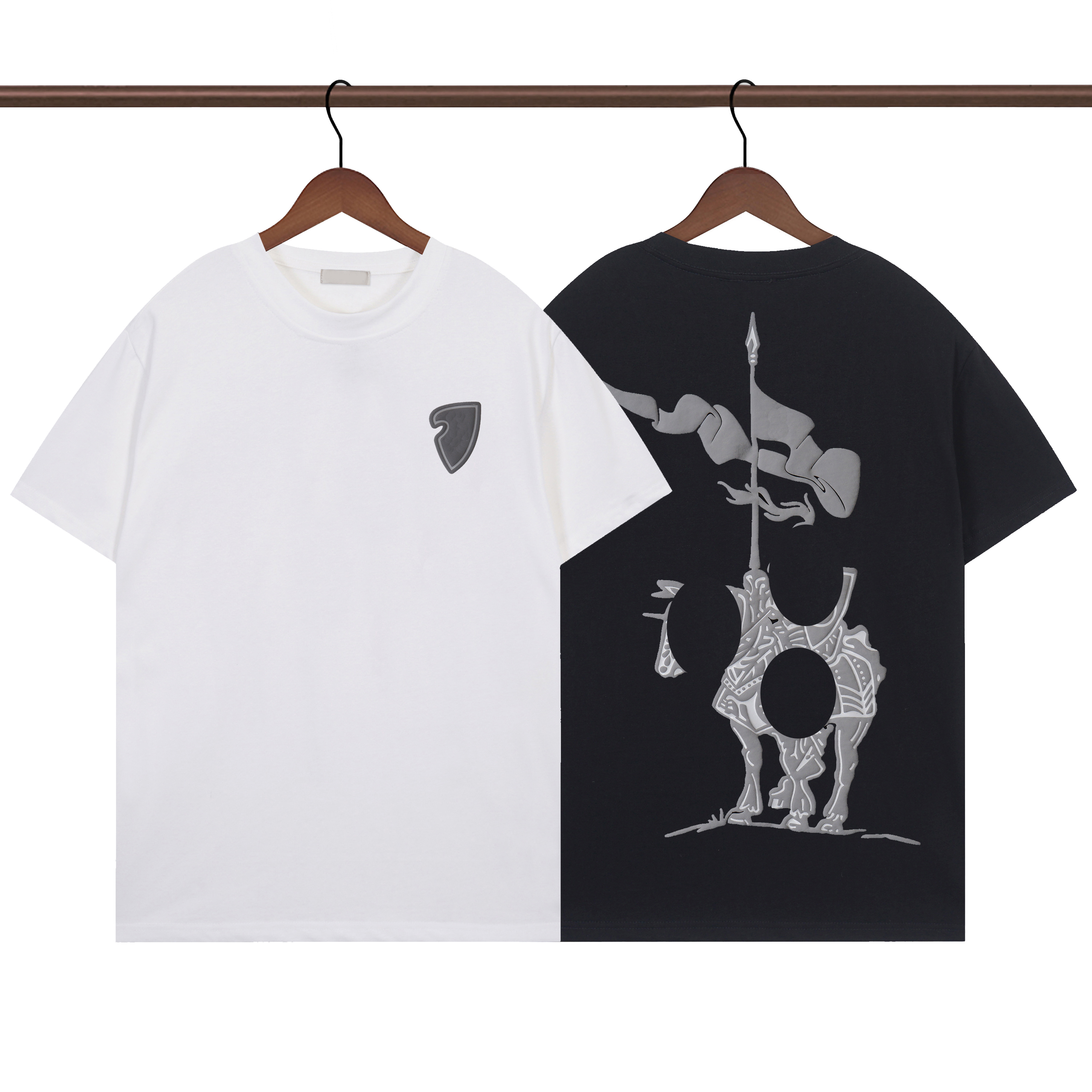 Designer fashion Warrior Shield printed round neck short-sleeved T-shirt fashion comfortable half-sleeved casual all-match T-shirt