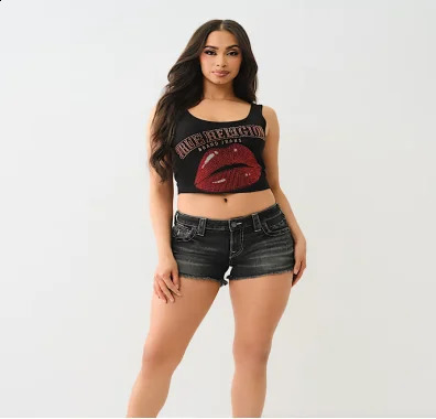 2025 summer high waisted pocket Buddha pattern denim shorts Y2K retro slim suitable for sexy street aesthetic clothing 250319