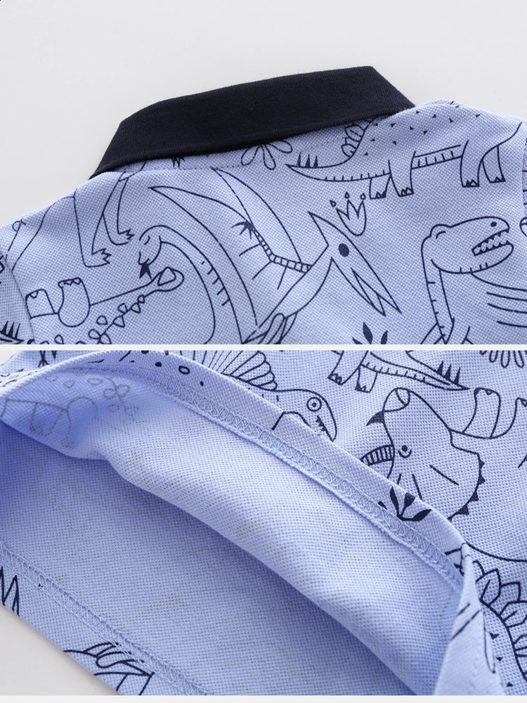 Dinosaur Print Boys POLOS Kids Short Sleeved T-shirt Cartoon Embroidery Blouses Summer 1 To 7 Yrs Childrens Clothing 250319