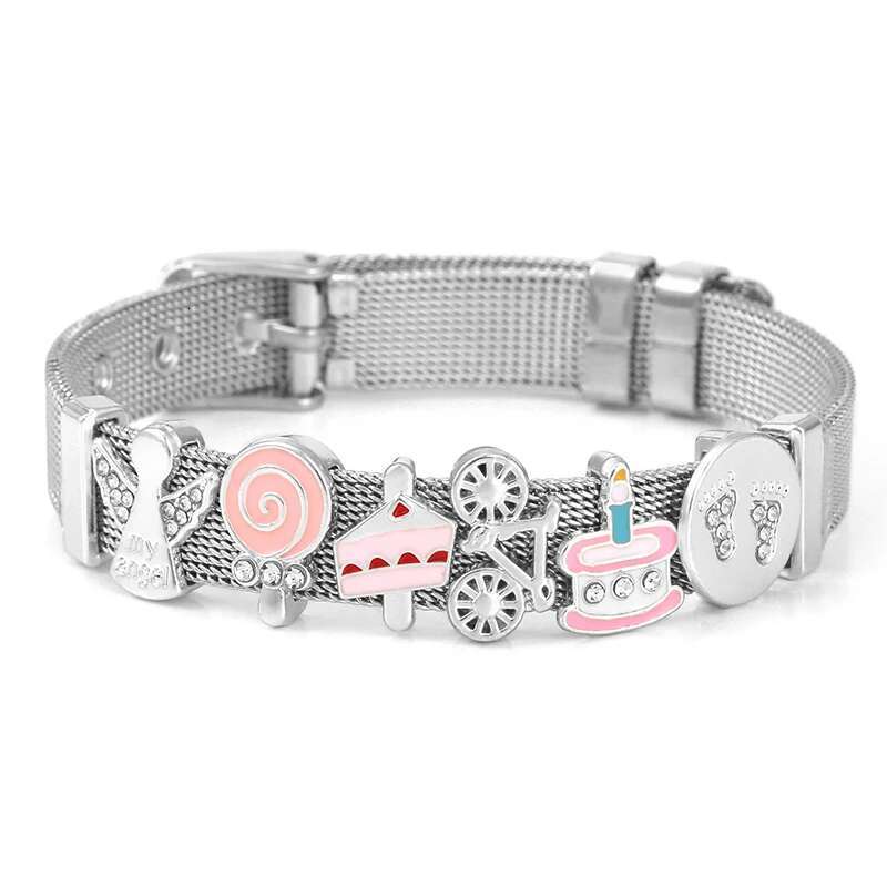 10mm Fairy Cake Beads Charm Bracelets DIY Mesh Keeper Bracelets Pulseras Mujer For Women Men Fashion Jewelry Gift Dropshipping