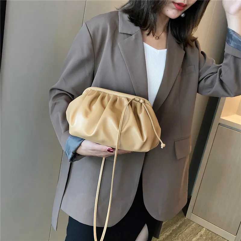 New Arrival Fashionable womens shoulder bag newly arrived cross shaped bag womens solid color pleated design womens bag mini zipper cloud bag T250318