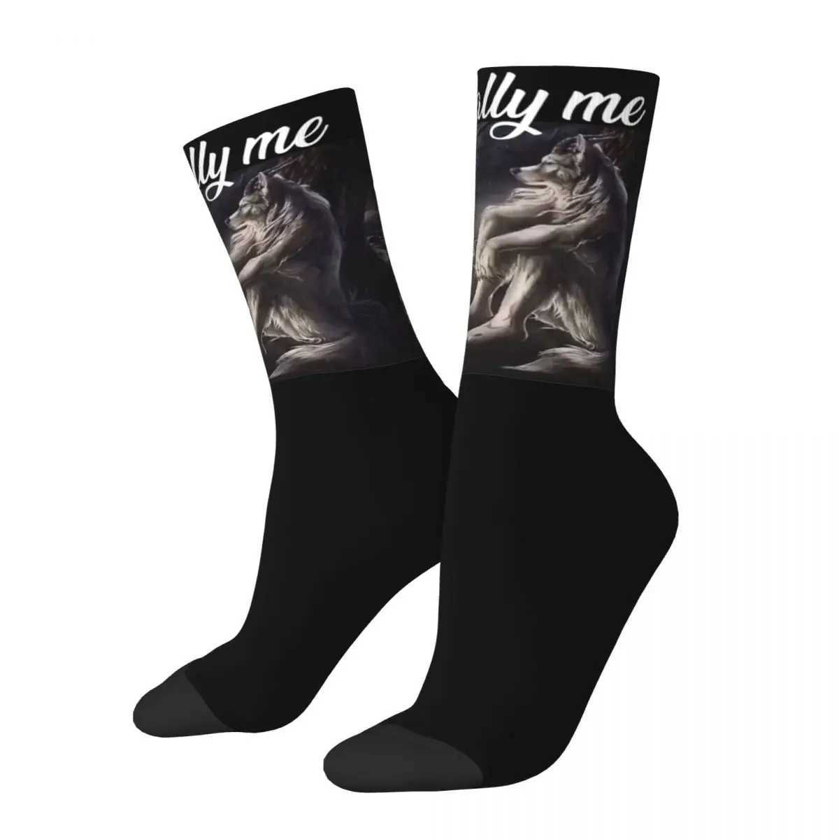 Literally Me Wolf Funny Meme Theme Crew Socks Accessories for Female Non-slip Print Socks X250319