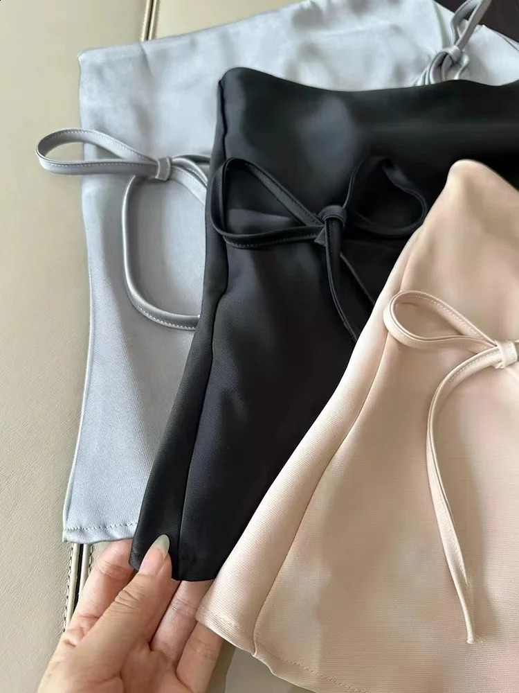 Bow Lace-up Satin Y2k Mini Skirts Women Pink Korean Style A-Line Skirts Summer High Waist Sexy Slim Sweet Short Skirts 250319