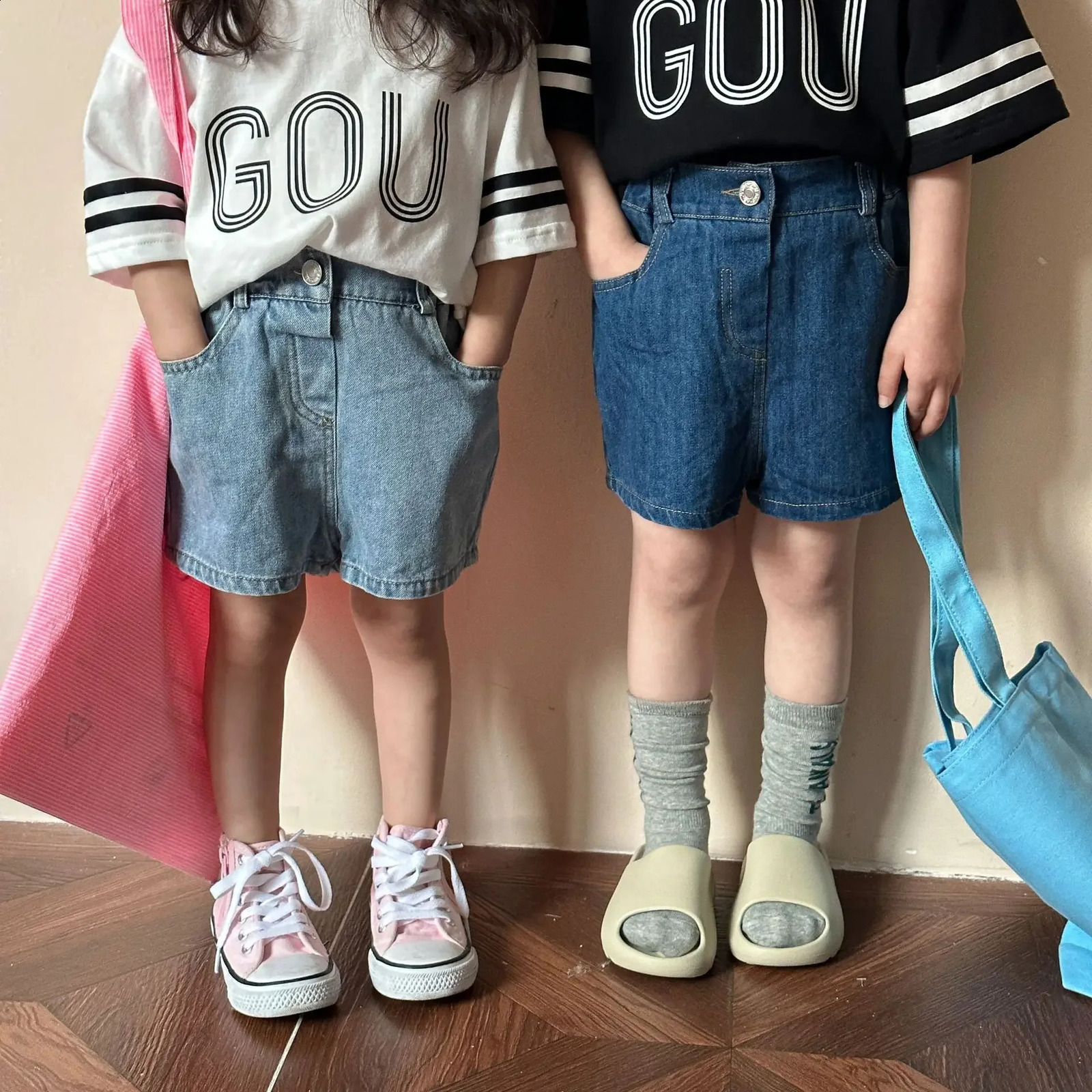 22005 Children Denim Pant Summer Baby Boys Tooling Denim Shorts Simple All Match Pants Kids Short 250319