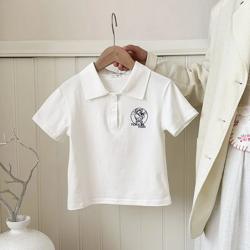 Baby Girls Boys Polo Shirt Kids Short Sleeved White Shirts School Uniform Top Tees Summer Childrens Casual Clothing 250319