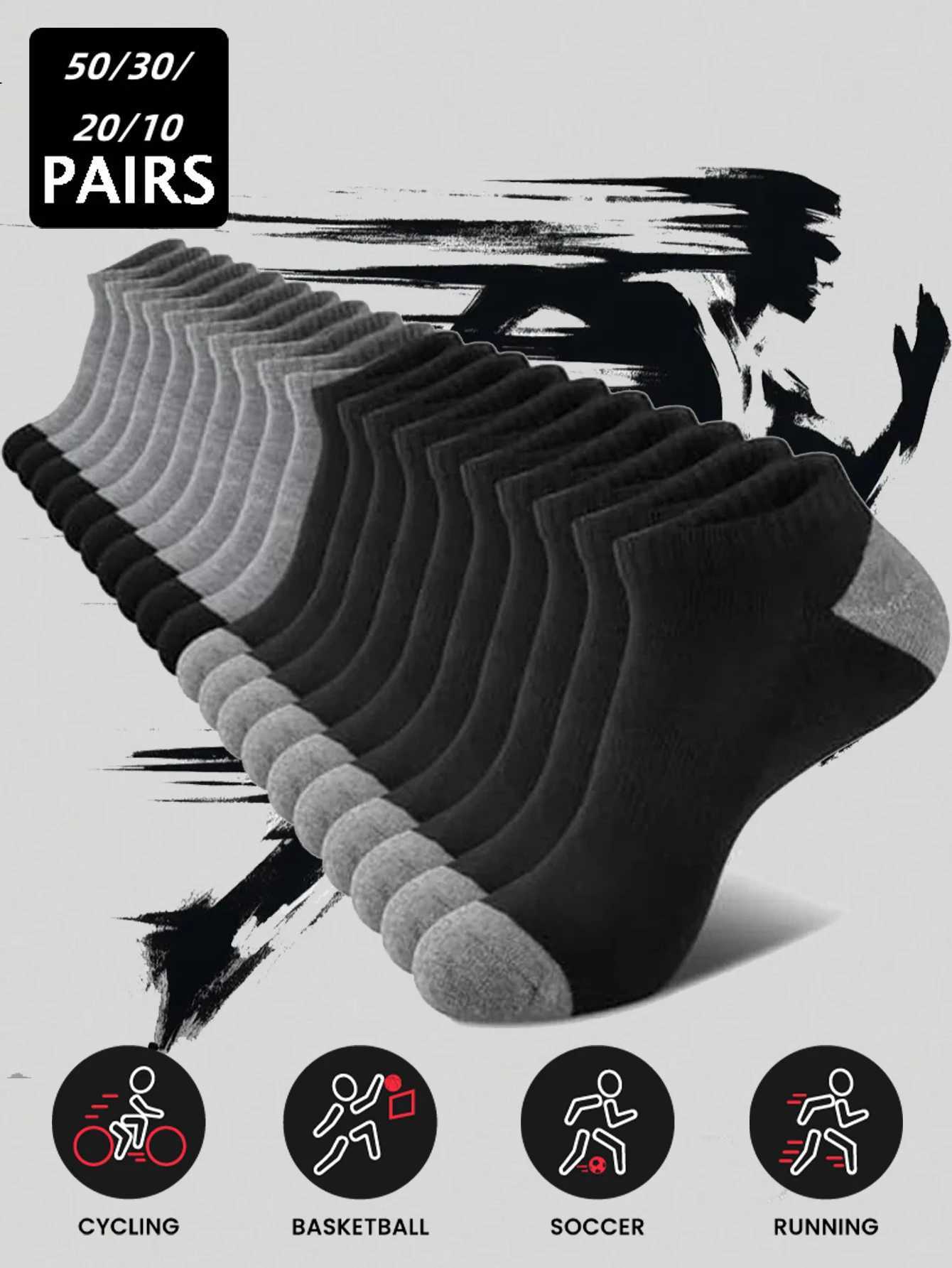 50/30/20/10 pairs of mens colored blocking boat socks basketball socks spring and summer dynamic fashion trends wearing bicycle socks X250319