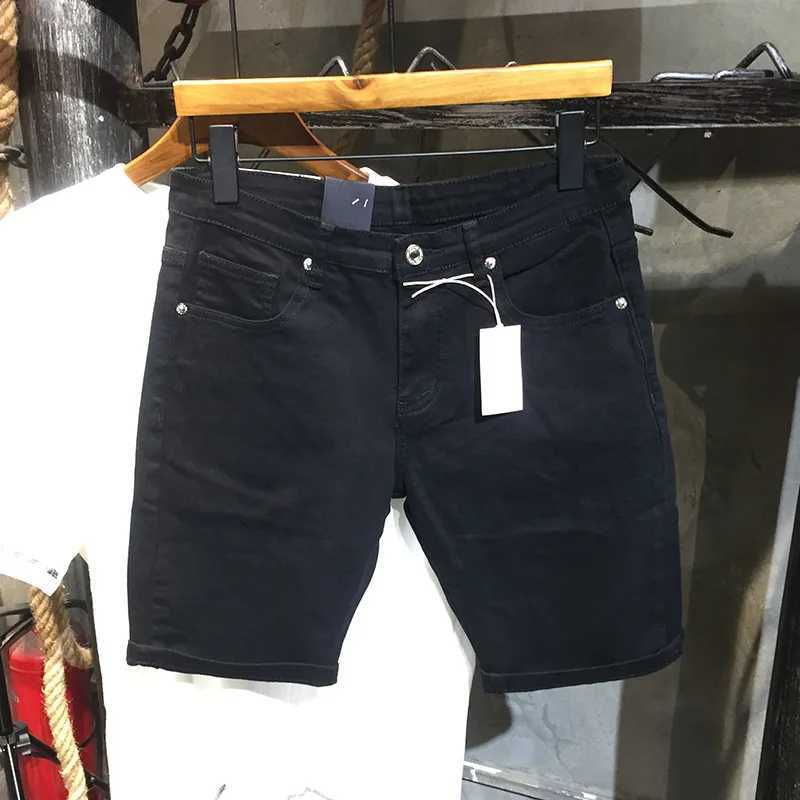 2024 New Summer Fashion Denim Shorts Mens Slim Straight American Street Trend Casual All-Match Cropped Pants W250319