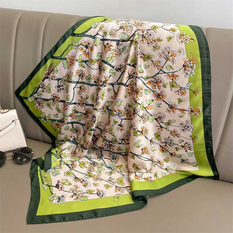 Luxury silk satin scarf suitable for warm textured Kerchief neck scarf 70cm square shawl and womens sheepskin scarf X250319
