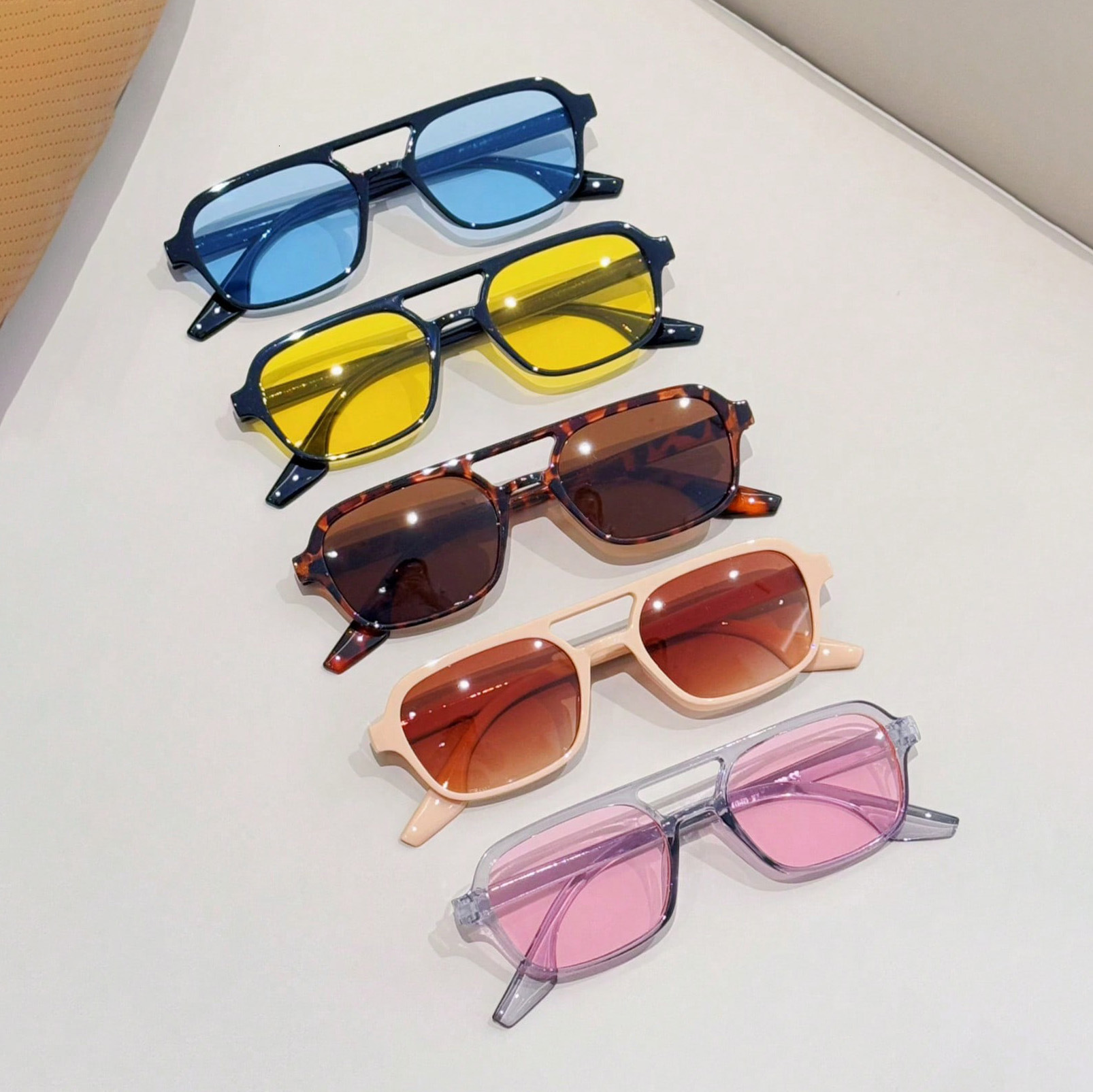Polarized Sunglasses for Men and Women Matte Finish Sun glasses Color Mirror Lens UV Blocking New Flat Pilot Shaped Double Beam Men's Driving Gla