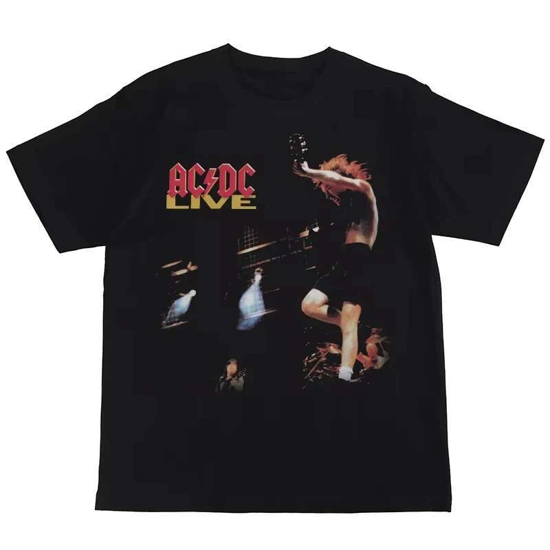 2025 Summer Fashion Trend New ACDC Rock Band American Street Hip-Hop Punk Nirvana Vintage Printed Cotton Short Sleeve T-Shirt