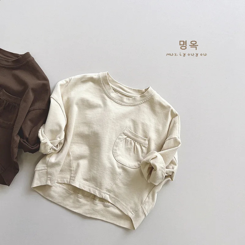 Baby Boys Girls Long Sleeve T Shirts Autumn Kids Solid Casual Bottoming Shirt Toddler Loose Versatile Tops Children Clothes 250319