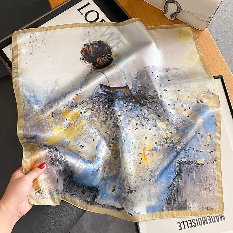 Luxury Br00% natural silk scarf Wen Design small square shawl headband fashionable collar headband X250319