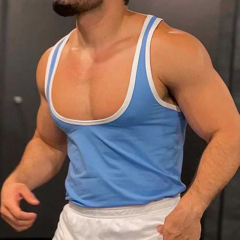 Summer mens tight fitting fitness vest casual fashion sleeveless sportswear fashionable decal fitness vest S-2XLT250318