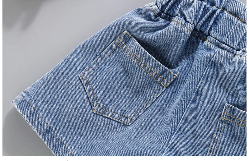 Summer Kid Girls A-line Shaped Denim Shorts Korean Fashion Pants Childrens Jeans 3-12Year Young Girls Shorts Jeans 250319