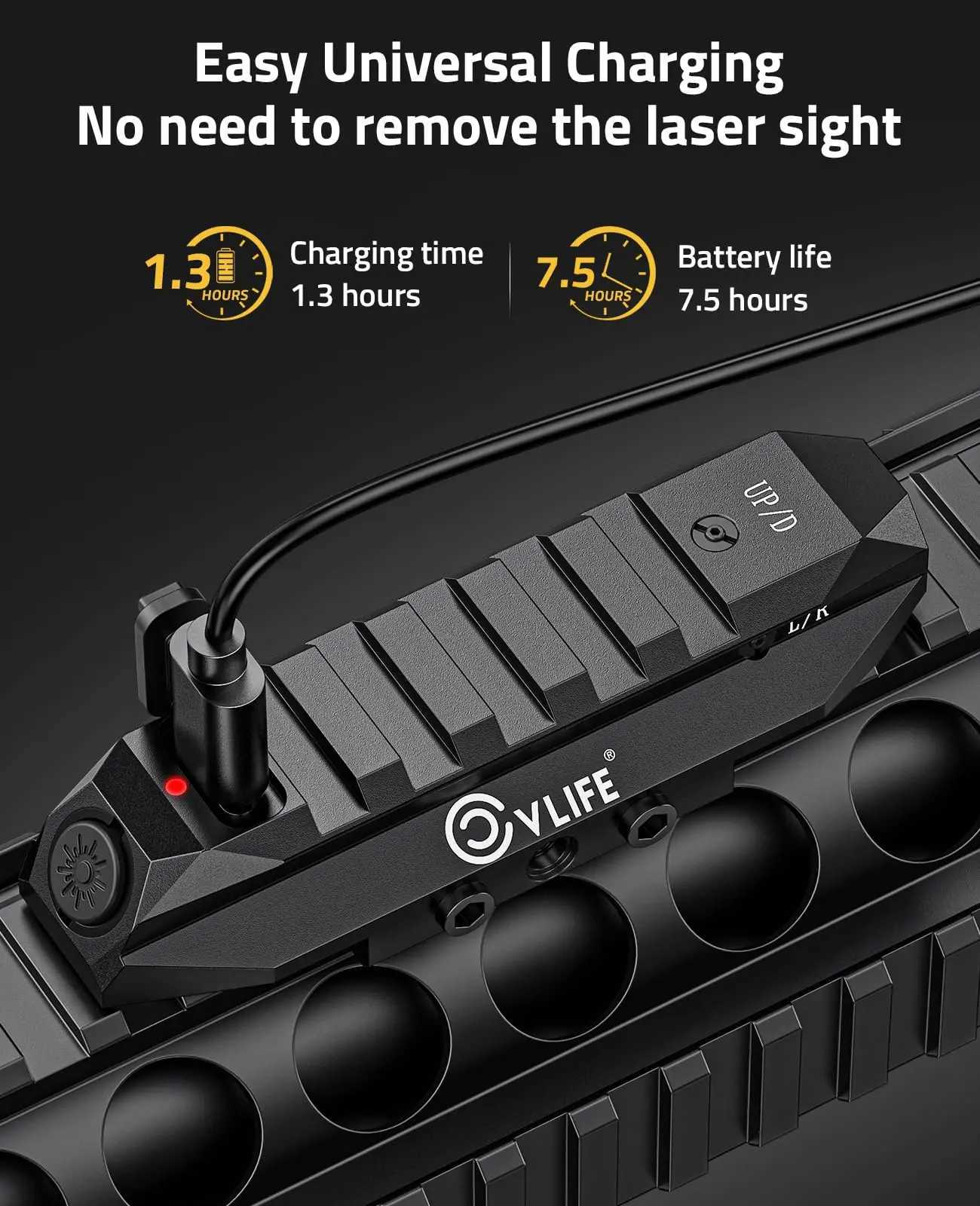 CVLIFE Picatinny green laser sight for tactical rifle charging long battery life strobe mode hunting X250319