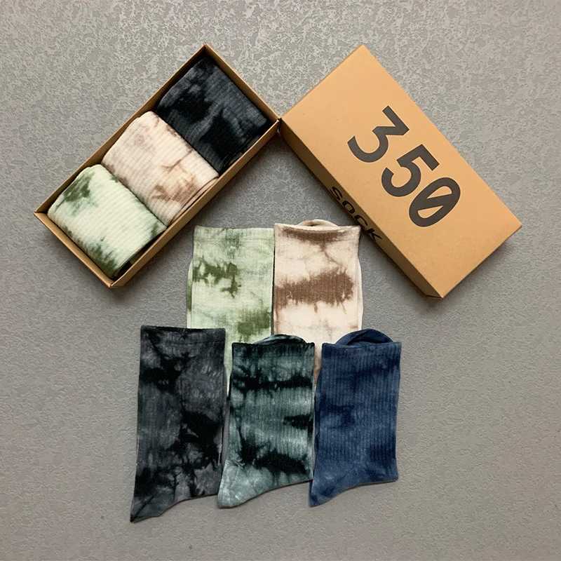 Socks Mens Streetwear Vortex Tie-dye Stockings Cotton Harajuku 3 Pairs/Box Women Socks Fashion Weed Hip Hop Pack Couples X250319