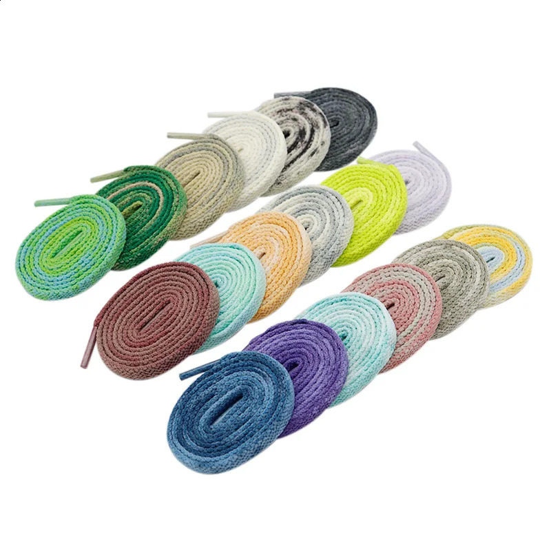 Weiou Lace 20 Pretty Colors Thickness Tie-dye Ropes 8MM Flat Type Artistic Sneaker Boots Cord 60-180CM Shoe Accessory Wholesale 250319