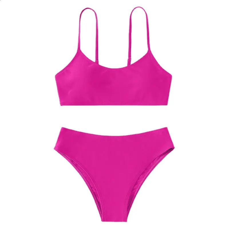 8-14 Years Teenager Bathing Suit Beachwear Children Girls Solid Color Bikini Set t Kids Swimwear Swimsuit 250319