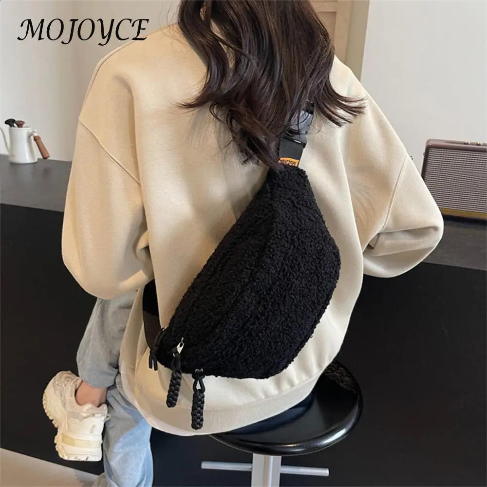 Wool Sherpa Cross Body Bag Womens Mini Shoulder Strap Bag Small Size Fanny Bag Winter Plush Waist Bag Sling Bum Bag 250317