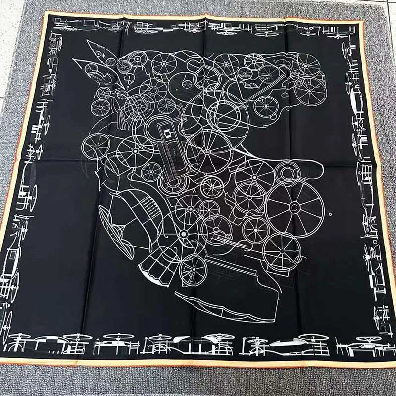 90% silk scarf 100% silk scarf shawl collar double-sided identical printing 14mm X250319