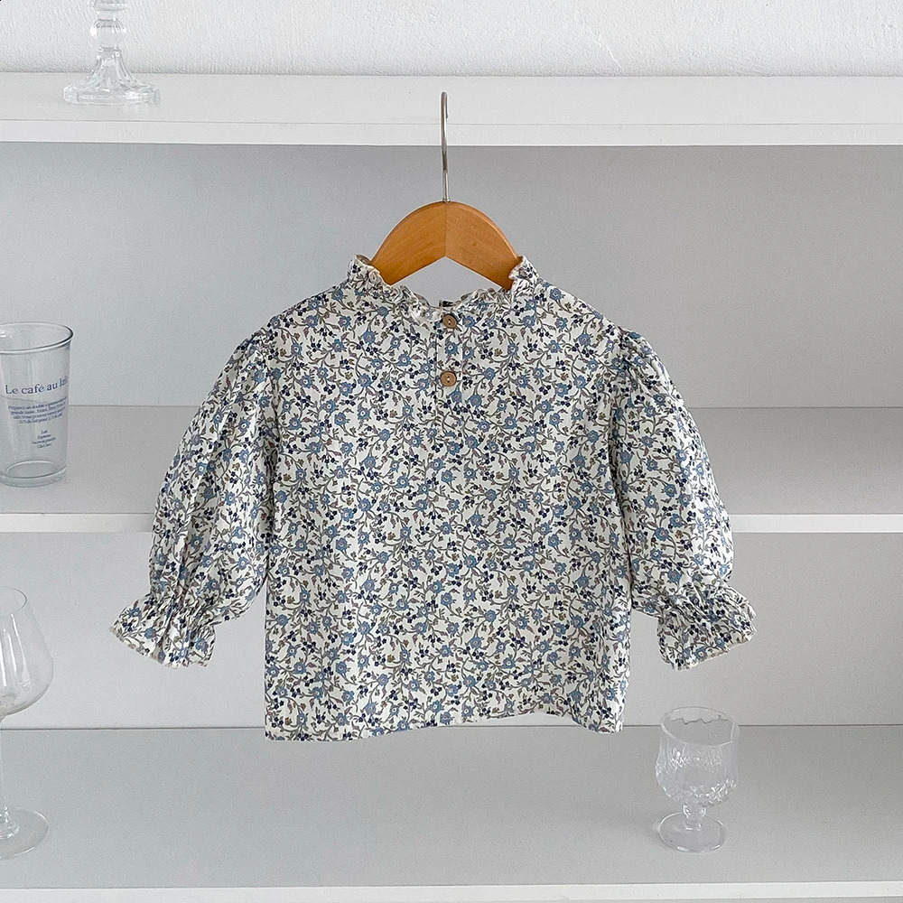 Girls Blouses Toddler Long Sleeve Flower Tops Autumn Floral Ruffles TShirt Bottoming Shirts Tees for Kids Casual 250319