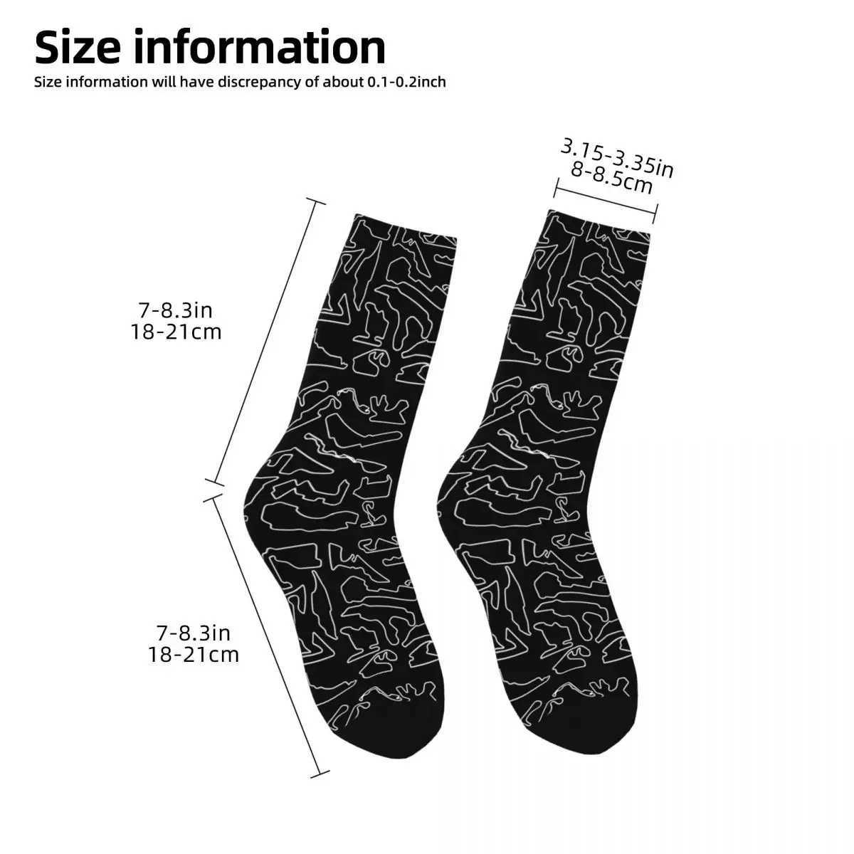 F1 2023 Tracks (Black) Socks Harajuku Sweat Absorbing Stockings All Season Long Socks Accessories for Unisex Birthday Present X250319